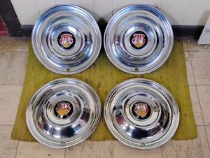 50 51 52 53 Oldsmobile Hub Caps 15" Set 4 Olds 1950 1951 1952 1953 Wheel Covers - Picture 1 of 6