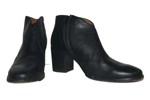 FRYE Black Leather NORA Zip-Up Ankle Boots US 9 - Picture 1 of 13