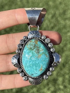 Colgante Navajo Nativo Americano Plata Esterlina Turquesa Hecho a Mano R Yazzie Regalo - Imagen 1 de 12
