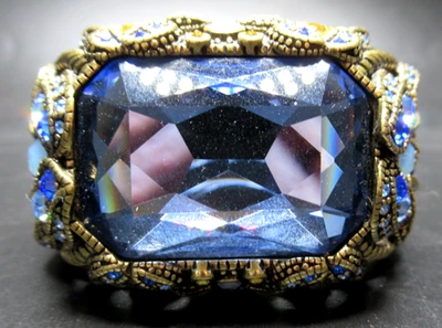 Bracelete HEIDI DAUS enorme linda de cristal azul e amarelo - Imagem 1 de 4