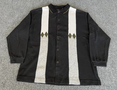 Camisa CZ Basics De Colección Para Hombres Hipster Lounge Club Retro Negra Plateada Abotonada Grande Foto 1 de 4