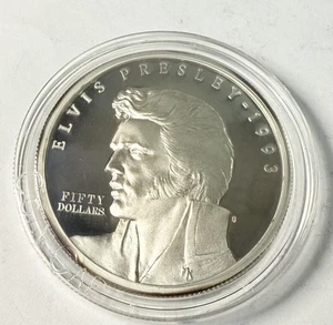1 oz .999 Silbermünze 1993 50 $ Elvis Presley - Marshall Islands mit Box & COA - Bild 1 von 3
