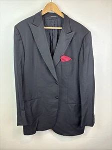 Ermenegildo Zegna Su Misura Black Blazer Size 58R Made In Switzerland 100% Wool - Picture 1 of 12