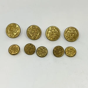 US Army Military Uniform Brass Buttons - Eagle Shield Gold Tone Waterbury Co. - Picture 1 of 4