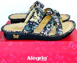 Alegria by PG Lite Womens (US 8/8.5 Medium) Victoriah Black Leather Sandals - Picture 1 of 9