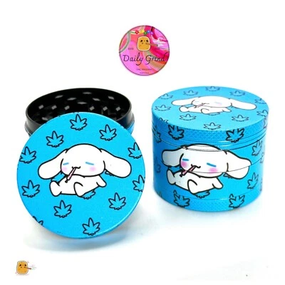 DAILY GRIND 50mm Cute Sleepy Bunny High 4-Part Metal Tobacco Magnetic Grinder Funny Gift