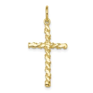 Real 10kt Yellow Gold Nugget Cross Charm - Picture 1 of 6