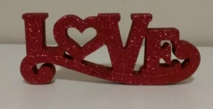 Red Sparkly And Glittery Love Sign  - Picture 1 of 7