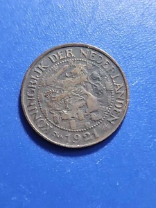 1921 Netherlands 1 Cent Coin (KM.#152) - Picture 1 of 2
