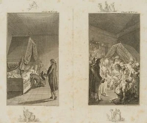 D. CHODOWIECKI (*1726), Die friedliche Clarisse im Sterbebett & Die wütende Sinc - Picture 1 of 4