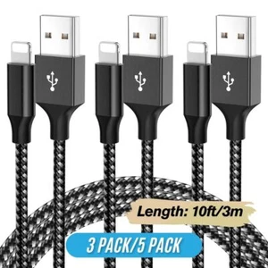 Cable cargador USB cable de carga rápida de alta resistencia de 10 pies para iPhone 14 13 12 11 XR 8 - Imagen 1 de 12