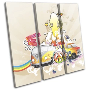 Hippie Bus Frieden Transport VOLL LEINWANDBILD WANDBILD Bild Druck - Bild 1 von 1