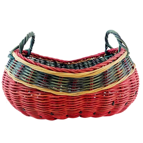 Vintage Watermelon Basket Wicker Gathering Butt Seeds Double Handles Storage 16" Cover