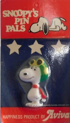 Vintage Peanuts Snoopy Flying Ace Pin Pal Set  Aviva New HTF - Image 1 of 3