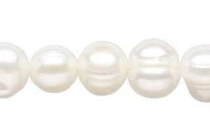 1 hebra (58) perlas semi redondas blanqueadas cultivadas de agua dulce 7-9 mm NS - Imagen 1 de 3