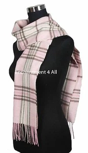 Handmade 70" Classic TARTAN Plaids 100% 2-Ply Cashmere Scarf Muffler, Baby Pink - Picture 1 of 5