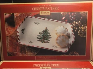 SPODE Christmas Tree Peppermint Dessert Tray 12" Ceramic NEW IN BOX WITH TAGS - Picture 1 of 5