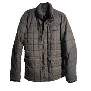 Marc Anthony Field Jacket Mens M Gray Herringbone Wool Blend Military Coat FLAWS - Picture 1 of 9
