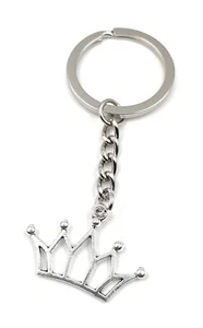 Portachiavi Corona Trasparente Reale Testa Bedeckung Argento Metallo Ciondolo - Foto 1 di 5