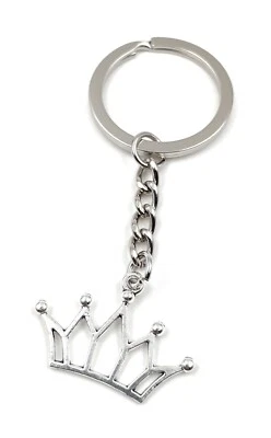 Portachiavi Corona Trasparente Reale Testa Bedeckung Argento Metallo Ciondolo - Immagine 1 di 4