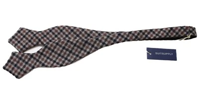 SUITSUPPLY Check Pink Bow Tie Men's ONE SIZE Wool Silk Self Tied Adjustable - Image 1 of 4