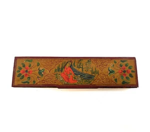 Vintage Old Box Fine Persian Miniature Painted Pen Pencil Jewelry Box Kalamdan - Picture 1 of 9