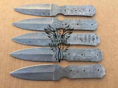 Lot of 5 Damascus Steel Blank Blade Knife For Knife Making Supplies (SU-132) - Image 1 of 4