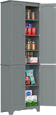 Tall Pantry Cabinet, Freestanding Storage Cabinet, Wooden Kitchen Pantry with 4 