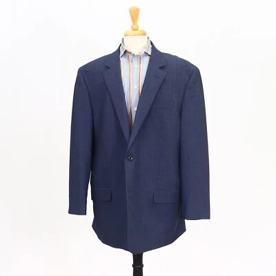 Geoffrey Beene 52L Blue Sport Coat Blazer Jacket Check 2B Polyester - Image 1 of 4
