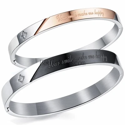 Из нержавеющей стали мужчин женщин пара манжеты браслет повязка на запястье любовь подарок - Изображение 1 из 4