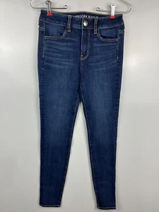 American Eagle Hi Rise Jegging Jeans Womens Size 0 Regular Blue Dark Wash Denim - Picture 1 of 14