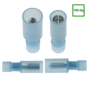 100pcs Blue Round Plugs & Sleeves 1.5 - 2.5mm² Nylon Insulation Cable Connectors - Picture 1 of 6