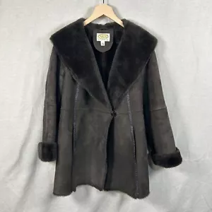 Vintage Talbots Penny Lane Jacket Medium Petite Brown Faux Suede Y2K Boho Coat - Picture 1 of 13