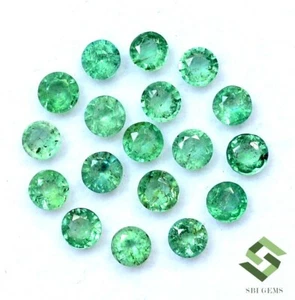 Natural Emerald Round Cut 3 mm Lot 20 Pcs 2.02 CTS Untreated Loose Gemstones - Picture 1 of 6