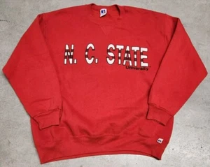 Vintage Russell Sweater XXL North Carolina State NC State NCAA Red Crew Neck T* - Picture 1 of 7