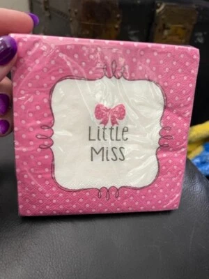 Gender Reveal Napkins Little Miss Man 16ct Beverage Napkins Party Supplies New!! - Image 1 of 2