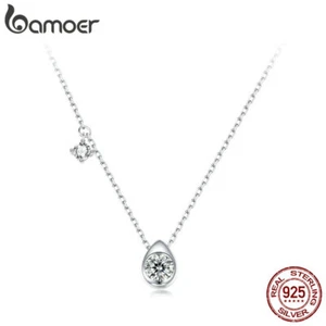 Bamoer 925 Silver 0.5CT Moissanite Pear Necklace Jewelry Elegant For Women Gifts - Picture 1 of 15