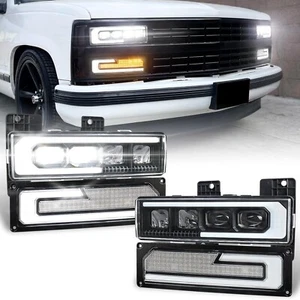 Conjunto de faros LED 500 % faros antirreflejos brillantes para Chevy GMC 1988-1998 - Imagen 1 de 7