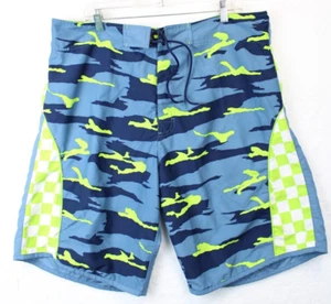 No Boundaries Board Shorts Swimwear Men 40 Summer Beach Multi Print Blue Green - Picture 1 of 10