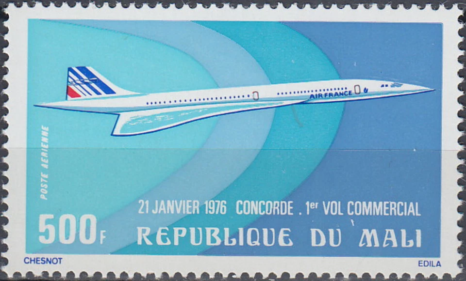 Malí 1er Vuelo Comercial Concorde 1975 MNH-6 euros Foto 1 de 1