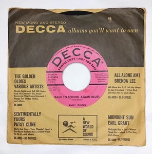 60's POP ROCK 45 HEAR Andy Quinn BACK TO SCHOOL AGAIN BLUES 1957 Decca PROMO VG - Bild 1 von 5