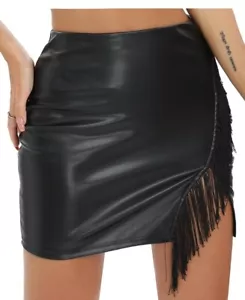 Just Quella Women's Classic High Waist Sexy Slim Mini Pencil Leather Skirt Sm - Picture 1 of 6