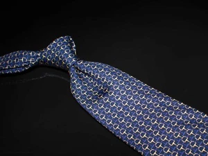 Vintage Brooks Brothers Makers Silk Tie Navy Gold Neat Mens Designer Necktie USA - Picture 1 of 5