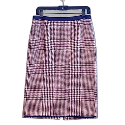 Boden pencil Blue Pink wool British Tweed Houndstooth skirt sz 8 L - Image 1 of 4