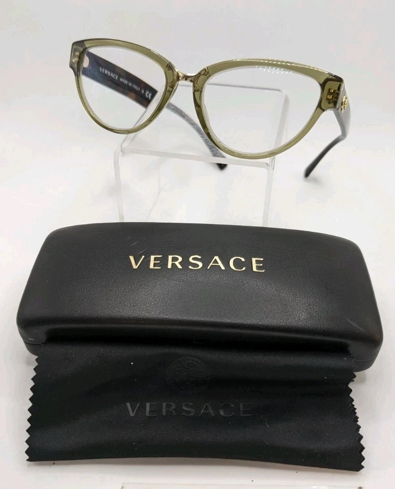 Versace MOD3267 5293 Ojo de Gato Transparente Verde Mujer Anteojos 53 17 140 Foto 1 de 4