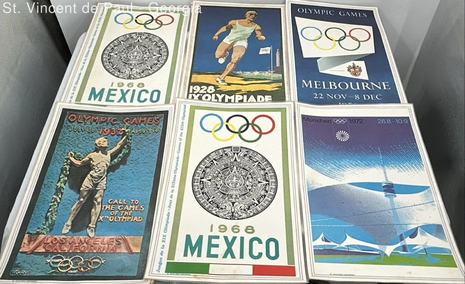Lote de póster vintage de los Juegos Olímpicos Finlandia Ámsterdam Alemania México 17,5" X 11,5" Foto 1 de 4