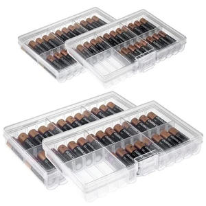 Set of 4 - AA and AAA Battery Storage Box, Battery Storage Case Holder, Clear... - Picture 1 of 7