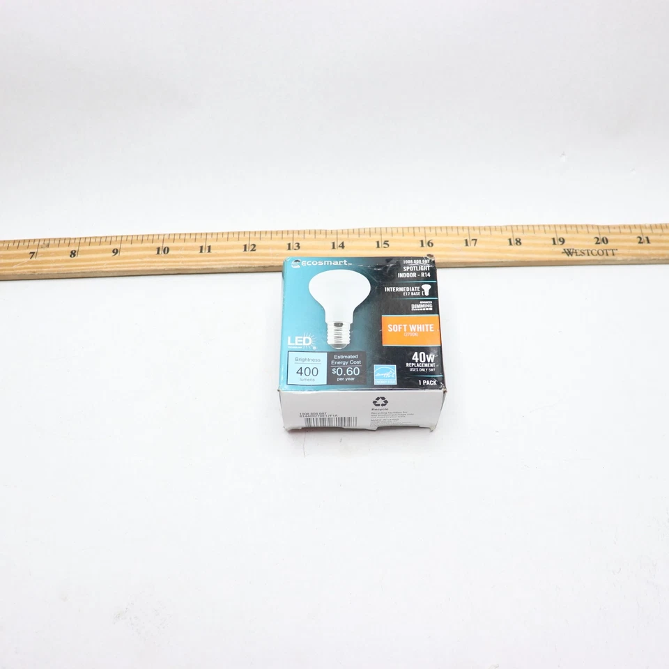 EcoSmart R14 Reflector Dimmable LED Light Bulb 40W Soft White 1008 808 607 - Image 1 of 4