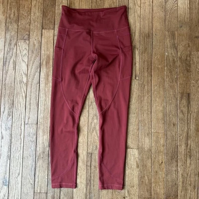 Leggings Zyia Active Rojo Cintura Alta Bolsillo Atletismo Mujer Talla 4 Foto 1 de 4