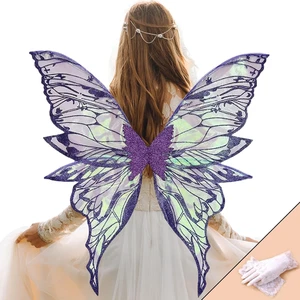 Fairy Wings for Adult Women,31.5"X29" Butterfly Cosplay Wings with Lace Gloves - Picture 1 of 12